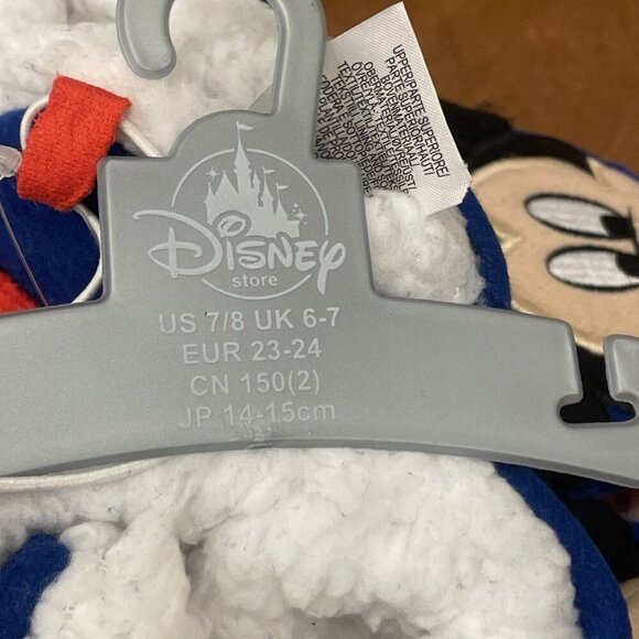 DISNEY STORE MICKEY MOUSE BOOT SLIPPERS Fleece Fur lined Kids Moccasins 7/8 7 8 - Picture 3 of 7